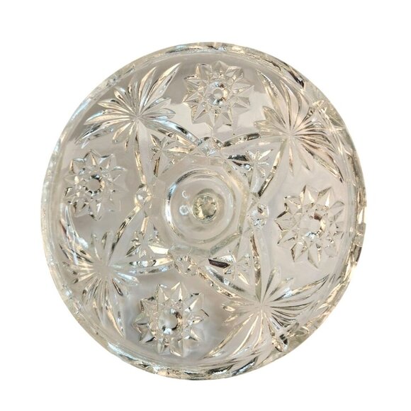 Vintage Crystal Glass Candy Dish With Lid Star Of David Fan Pattern Anchor Hocki - Picture 6 of 7